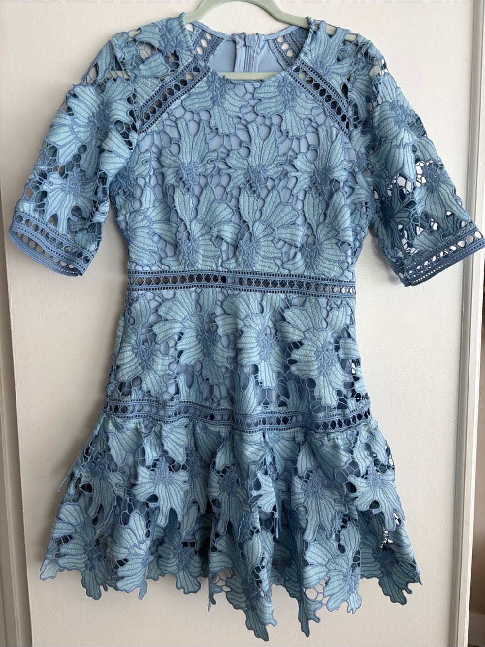 Just Me Light Blue Floral Lace Mini Dress -Medium- never worn-🤦♀️ -
